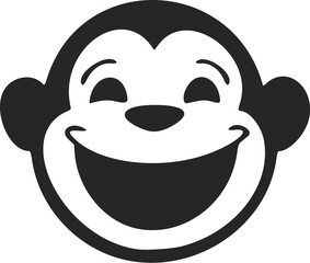 Black and white Uncomplicated logo with Attractive and cute monkey.