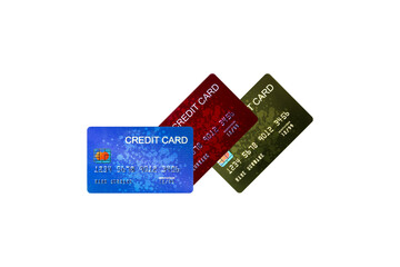 Credit cards isolated with transparent background, PNG file, Business and finance concept, 3D illustration.