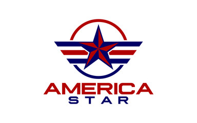 Star with wings logo design template