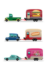 Trailer food truck drawing design style flat vector