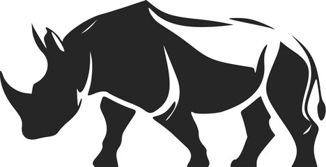 Black and white simple logo with lovely rhinoceros