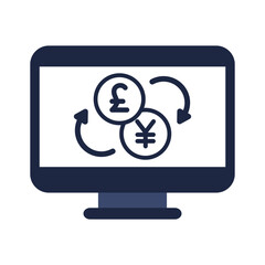 blue and white isolate trade online business financail flat icon elements vector