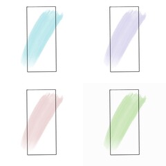 Set of watercolor brush strokes on white background. Vector illustration.