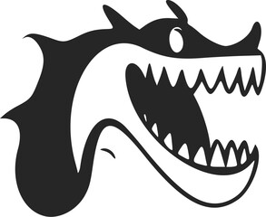 Black and white light logo with Attractive Cheerful crocodile.