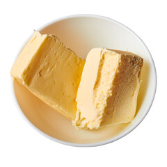 butter in a white bowl, isolated