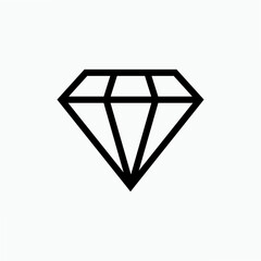 Diamond Icon within Line Art Style. Women Fashion Element.  Jewelry Symbol