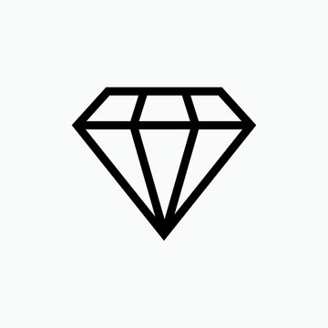 Diamond Icon within Line Art Style. Women Fashion Element.  Jewelry Symbol