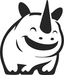 Black and white A simple logo with a charming Cheerful hippo.
