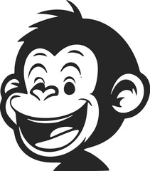 Black and white minimalistic logo with Sweet and cute monkey.