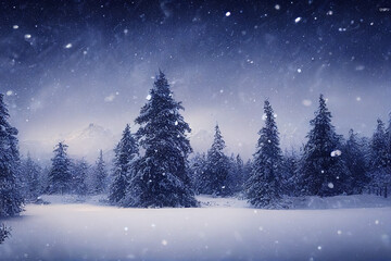 Fototapeta na wymiar Wallpaper of beautiful snowy winter landscape. generative ai