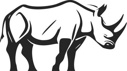 Black and white basic logo with adorable rhinoceros