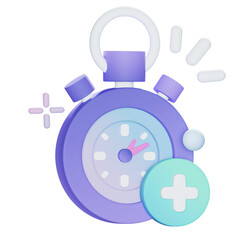 add timer purple stopwatch 3D Icon