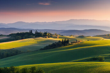 Wallpaper of tuscany landscape. Generative ai
