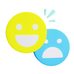 Happy and sad emoticon 3D Icon