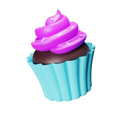 Cupcake with pink cream 3D Icon