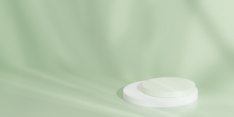 3d rendering. Green podium with green background.