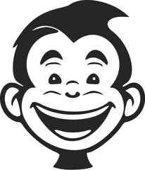 Black and white Uncomplicated logo with Attractive and cute monkey.