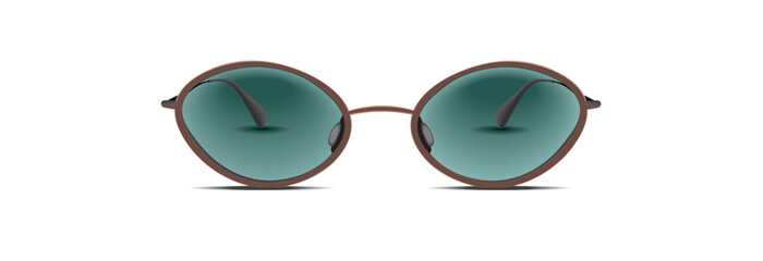 vector illustration of elegant sunglasses with green transparent glasses with a cat eye form isolated