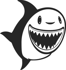 Black and white Lightweight logo with Lovely Cheerful shark.