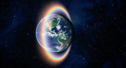 Rainbow surrounds the Planet Earth 