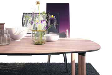 Modern Table Set With Decor - isolated 3D Visualization