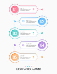 5 clean infographic steps. presentation slide element.