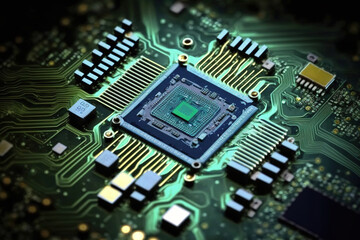 Obraz premium close up of electronic circuit board.Generative Ai