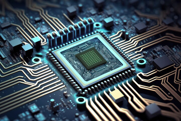 close up of electronic circuit board.Generative Ai