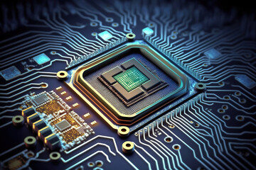 close up of electronic circuit board.Generative Ai