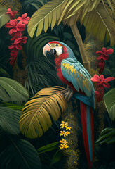 perroquet perché dans la jungle