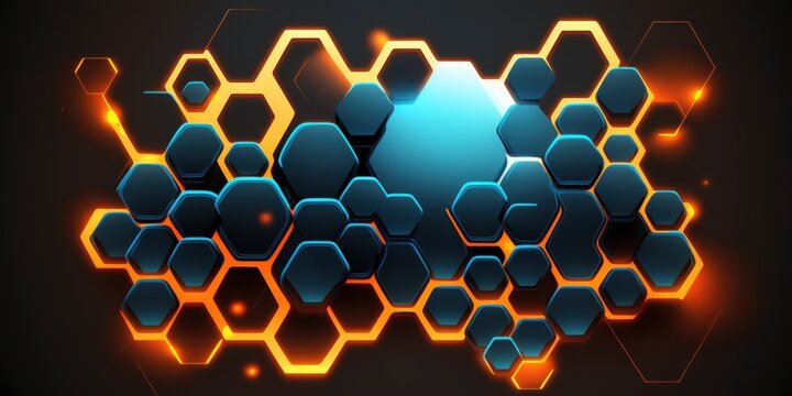 abstract background with hexagons. Poloidal technology design. digital minimalism of the future. Generative AI