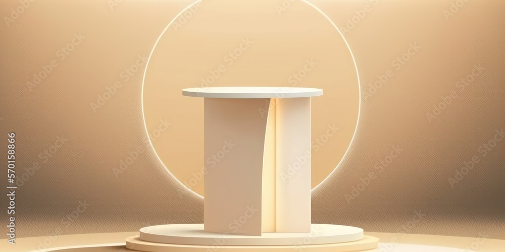 Aufkleber pedestal with an abstract beige background. modern display scene with stage for product presentation