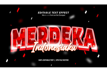Vector merdeka indonesiaku 3d editable text effect for indonesian independence day