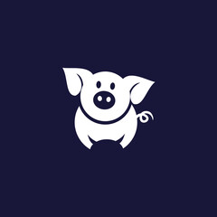 Cute pig logo design with white color 