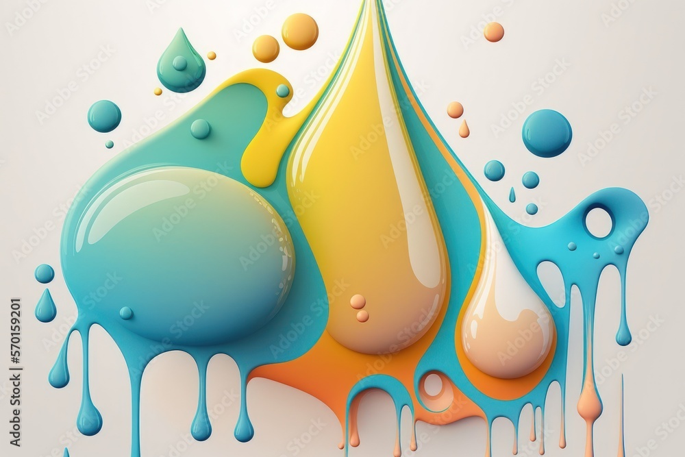 Poster water droplets in an abstract form on a white background. generative ai