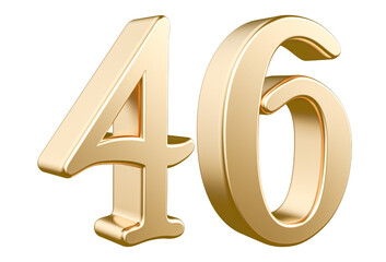 Obraz premium 3d gold modern number 46 with Generative AI