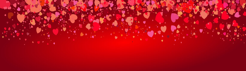 High resolution love valentine background with petals of hearts on red background