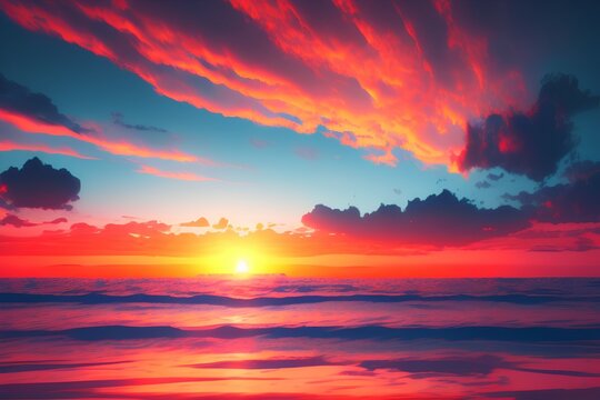 sunset over the sea - Generate AI © Ali Tuğrul