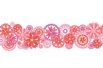Pink Heart Flower Seamless Border. Valentine Day, Wedding, and Romantic Event Print, Design, and Decoration.