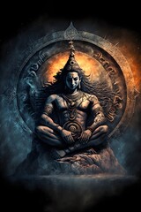 Colorful and Cosmic Painting Of God Shiva