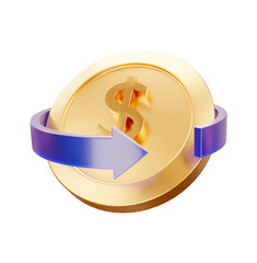 Dollar symbol with an arrow 3d rendering illustration