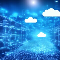 Obraz premium A concept showing data center and cloud environment