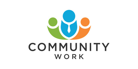Obraz premium logo design people tim work community icon vector illustration