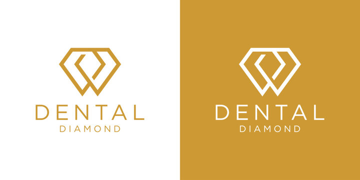 logo design line diamond and dental icon vector illustration