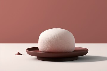 minimalist 3D render of a soft and fluffy mochi rice cake filled with sweet red bean paste | soft pop | generative AI

