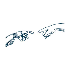 human hand touching robotic hand