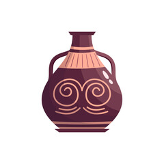 Greek vase ancient jar isolated. Ceramic vase with greek symbol. Cartoon vector illustration. Pottery jar earthenware antique design