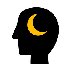 silhouette of a head with moon