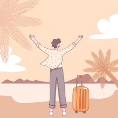Teenager traveler cartoon character vector