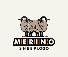 MERINO SHEEP LOGO, silhouette of great goat standing vector illustrations